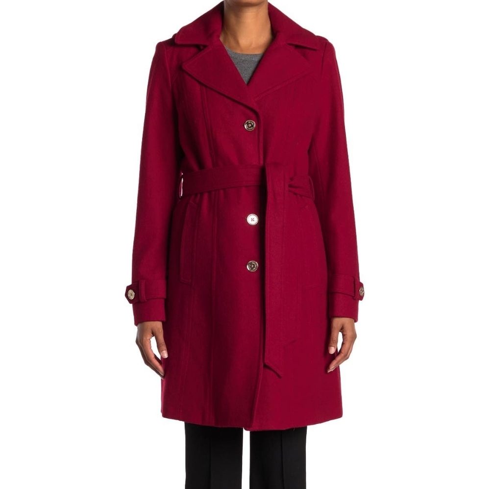 Michael Kors Missy Belted Wool Blend Tren